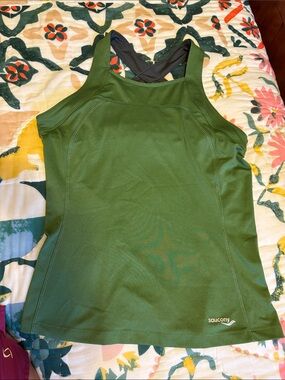 Saucony Olive Green Racerback Performance Tank